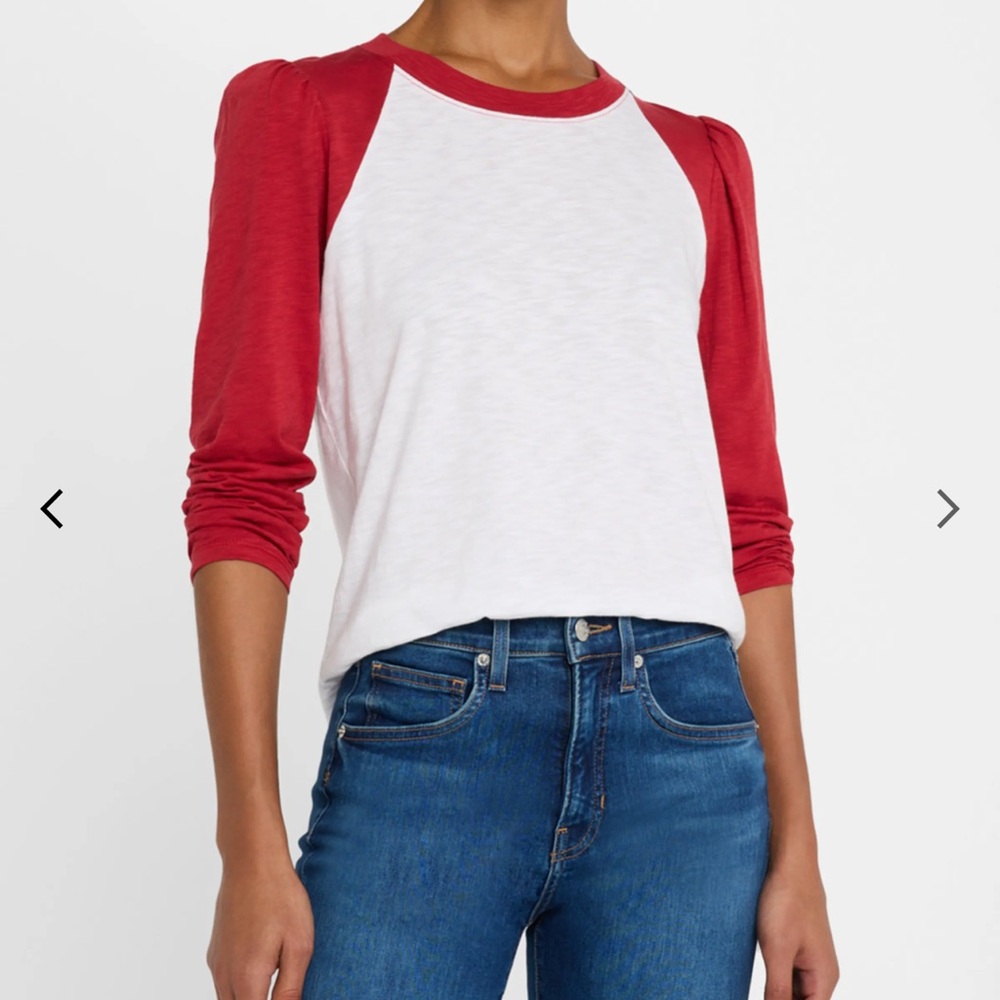 Veronica Beard Red and White Long Sleeve Tee